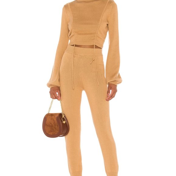 Camila Coelho Cat Jogger Pants Camel, Size XL - Picture 1 of 8